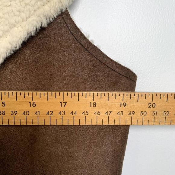Dylan Los Angeles Faux Sherpa Suede Vest Open Front Brown M - Picture 8 of 9